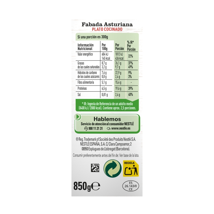 fabada asturiana, 850g