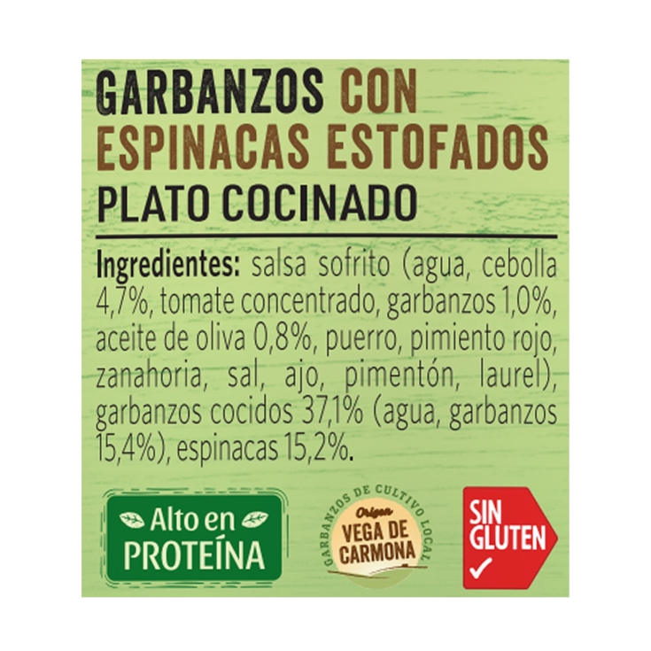 garbanzos con espinacas, 425g