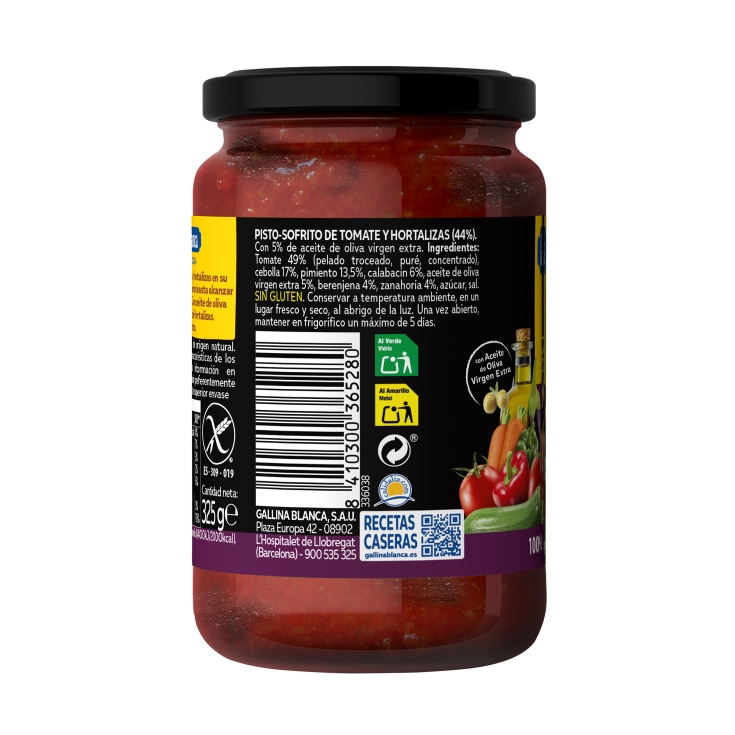 pisto casero de verduras frasco, 350g
