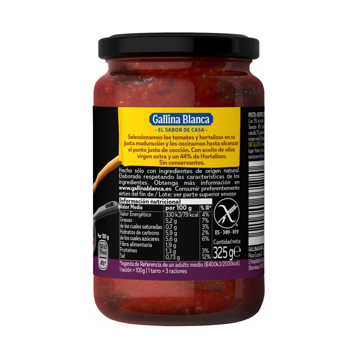 pisto casero de verduras frasco, 350g