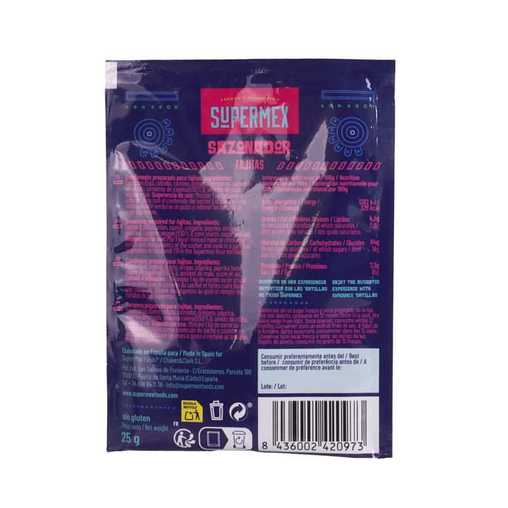 sazonador fajitas, 25g