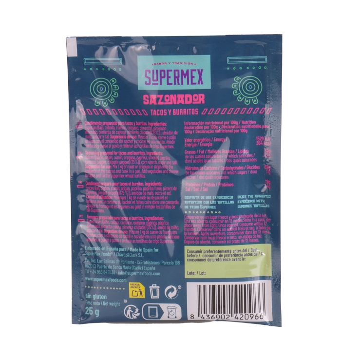 sazonador tacos y burritos, 25g