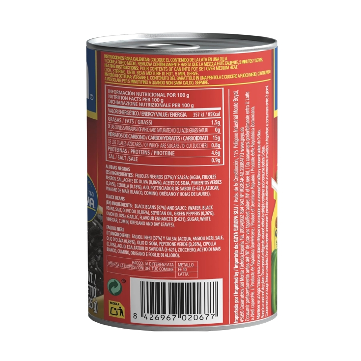 frijoles negros, 425g