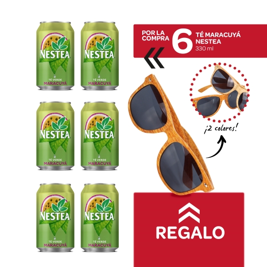 6 te verde maracuyá 33cl + gafas sol gratis