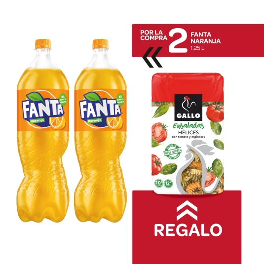 2 refresco naranja 1,25l + hélices ensaladas