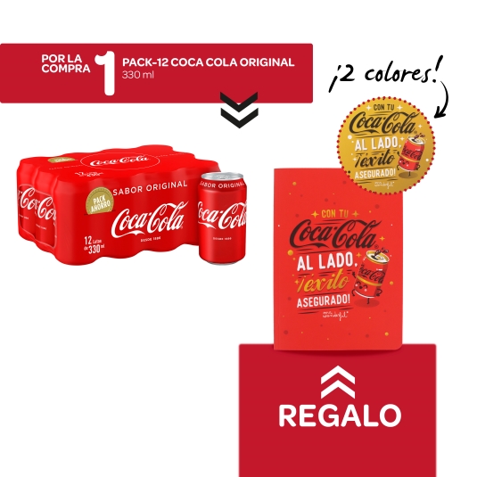 refresco cola 330ml, pk-12 + libreta gratis