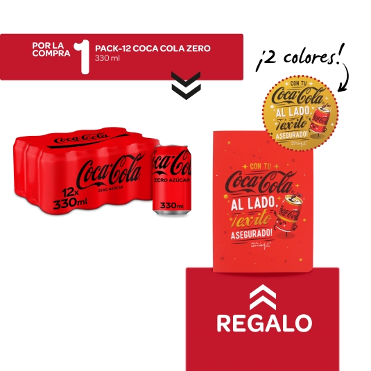 cola zero 330ml, pk-12 + libreta gratis