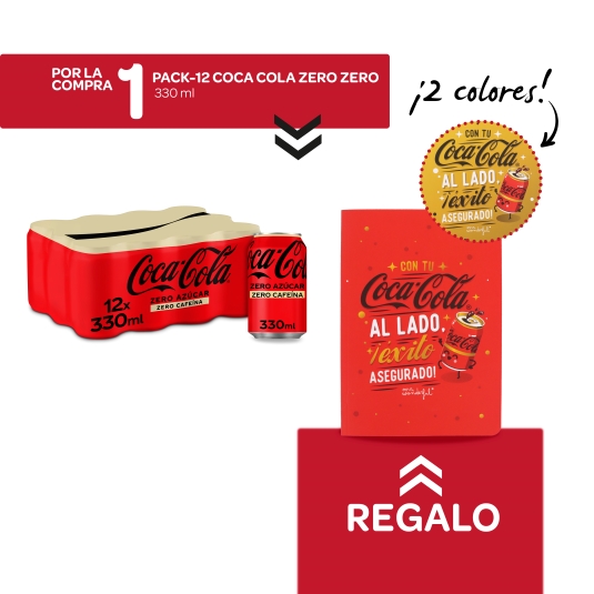 cola zero zero 330ml, pk-12 + libreta gratis