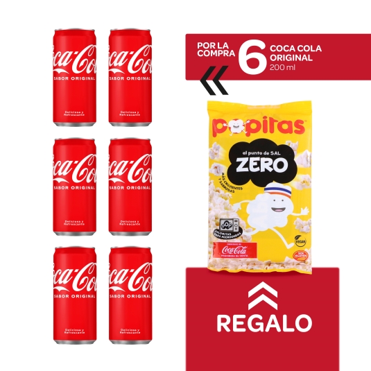 6 refrescos cola 200ml + popitas gratis