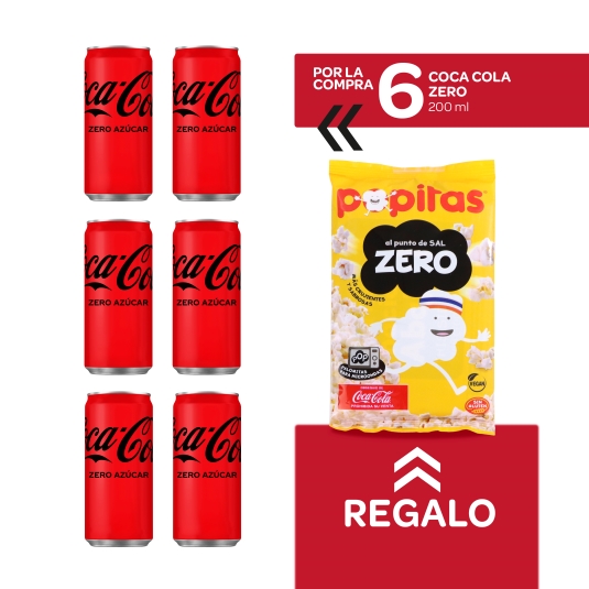 6 refrescos cola zero 200ml + popitas gratis