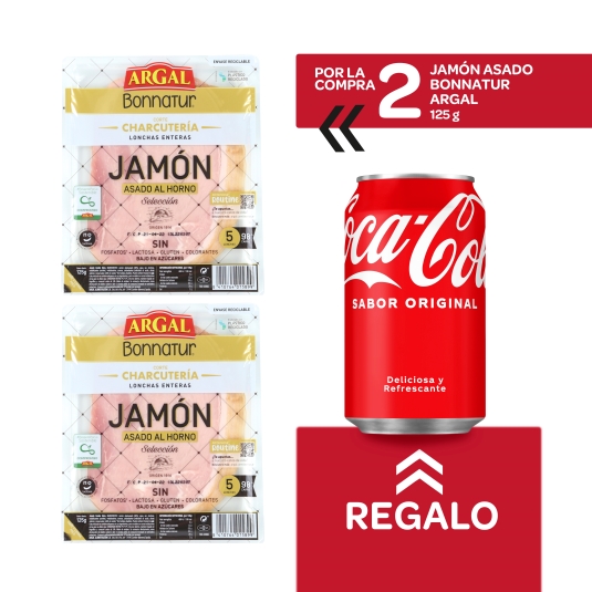 2 sobres jamón asado, 125g + cola gratis