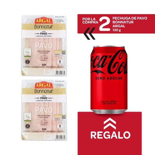 2 sobres pechuga pavo 130g + cola zero gratis