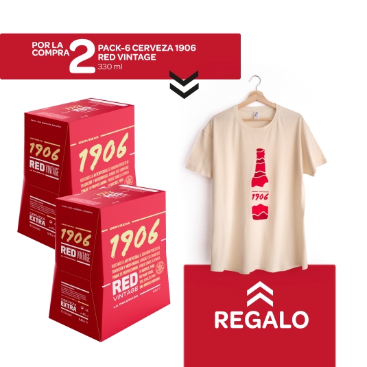 2 cerveza red vintage pk-6 + camiseta