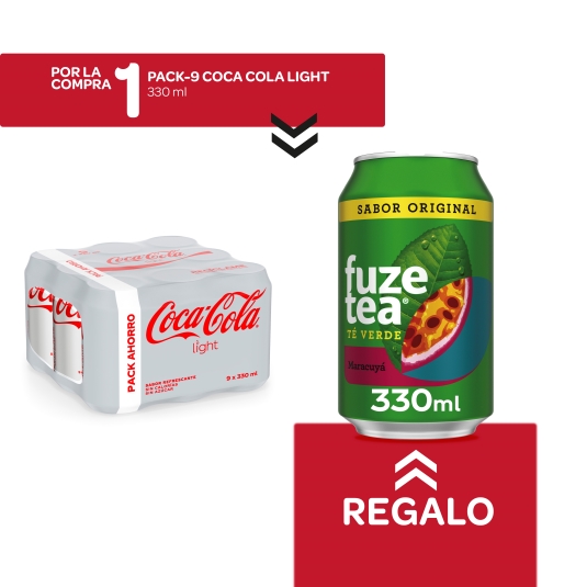 9 cola light 330ml + fuzetea maracuya gratis