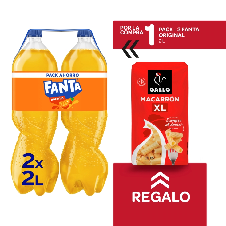 refresco naranja 2l pk-2 + macarron rayado xl