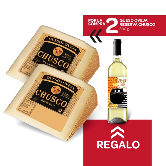 2 cuña queso oveja reserva 300g + vino blanco