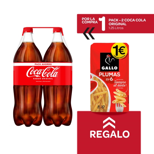 refresco cola 1,25l pk-2 + plumas nº 6 gratis