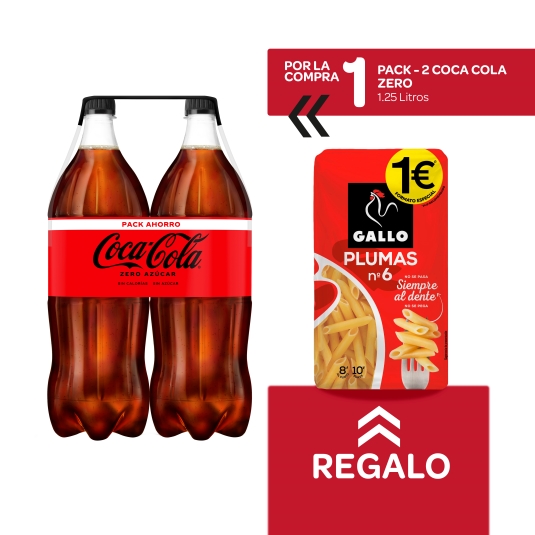 refresco cola zero 1,25l, pk-2 + plumas nº6