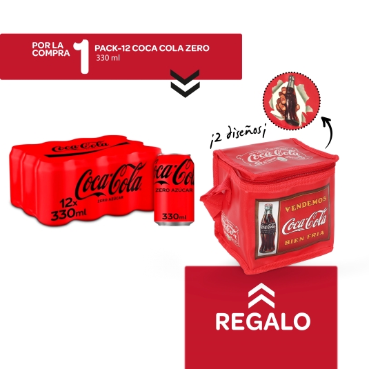 cola zero 330ml, pk-12 + bolsa nevera gratis