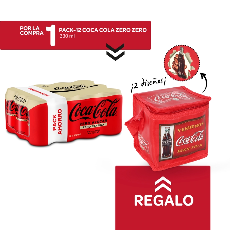 cola zero zero 330ml, pk-12 + bolsa nevera