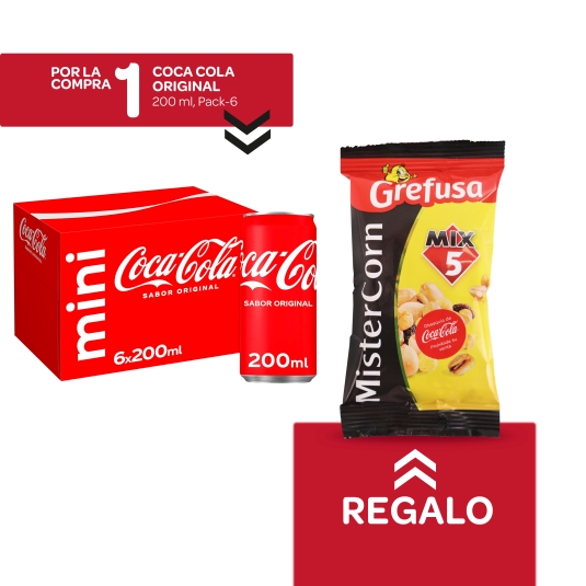 6 refrescos cola 200ml + mr corn mix gratis