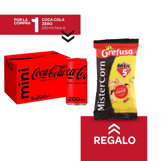 6 cola zero, 200ml + mr corn mix gratis