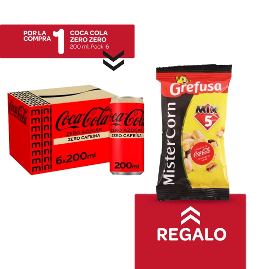 6 cola zero zero, 200ml + mr corn mix gratis