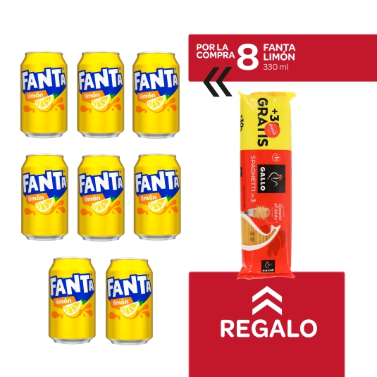 8 refrescos limón, 330ml + spaghettis nº3