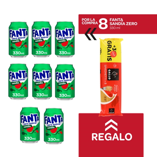8 refrescos sandía zero, 330ml + spaghettis