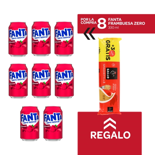8 refrescos frambuesa zero 330ml + spaghettis