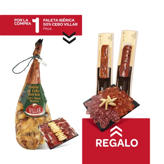 paleta ibérica 50%cebo + chorizo + salchichon