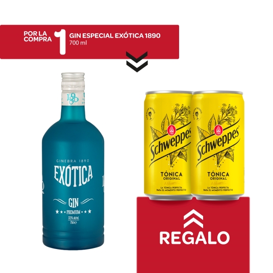 gin especial exótica+ 2 lata de tonica