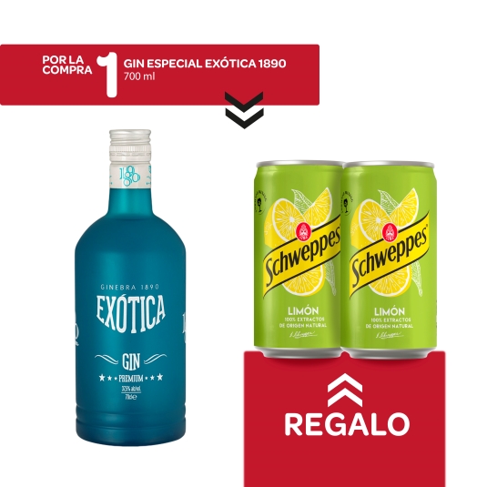 gin especial exótica 1890 + 2 tonicas limon