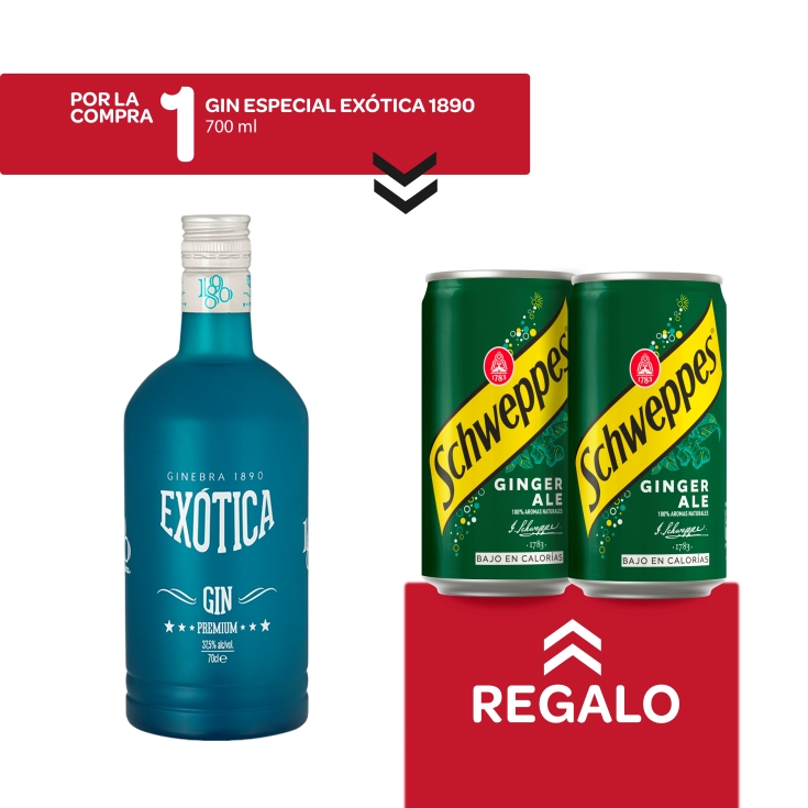 gin especial exótica+ 2 tonicas ginger