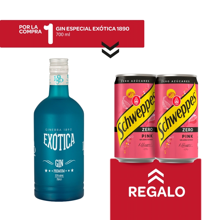 gin especial exótica 1890+ 2 tonicas pink