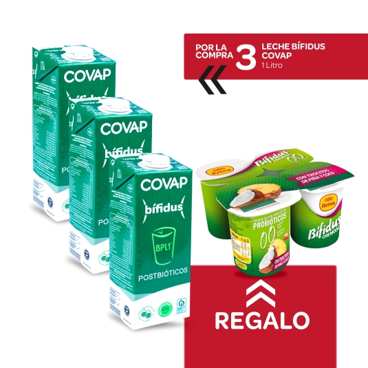 3 bífidus probióticos, 1l + piña/coco pack-4