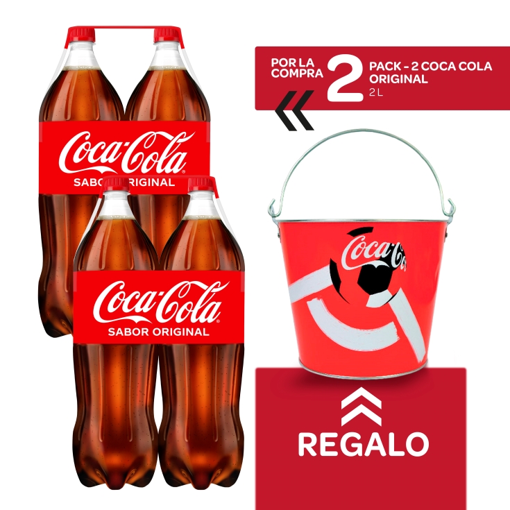 2 cola botella 2l, pk-2 + cubo metal gratis