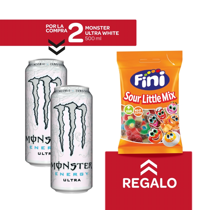 2 bebida ultra white, 500ml + golosinas mix