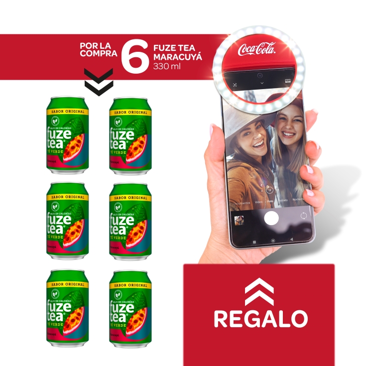 6 té verde maracuyá 330ml + aro de luz gratis