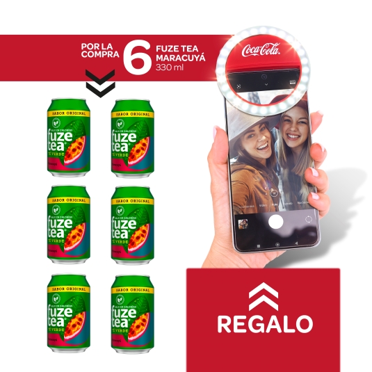 6 té verde maracuyá 330ml + aro de luz gratis