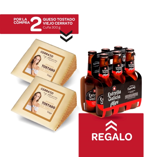 2 cuña tostado viejo + cerveza pk-6 gratis