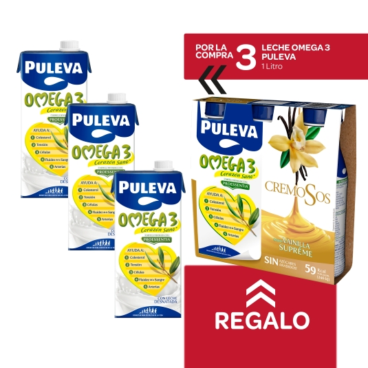 3 leche omega 3, 1l + bebida vainilla gratis