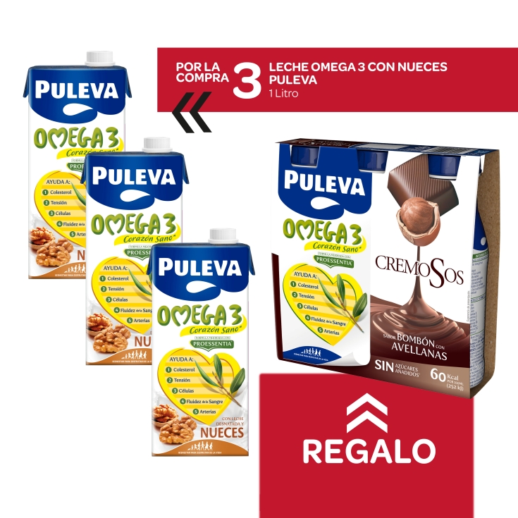 3 leche nueces, 1l + bebida bombón gratis