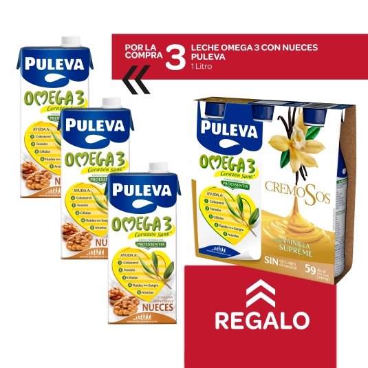 3 leche nueces, 1l + bebida vainilla gratis