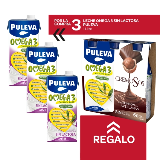 3 leche sin lactosa 1l + bebida bombón gratis
