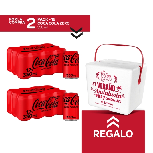2 cola zero, 330ml pk-12 + nevera 21l gratis