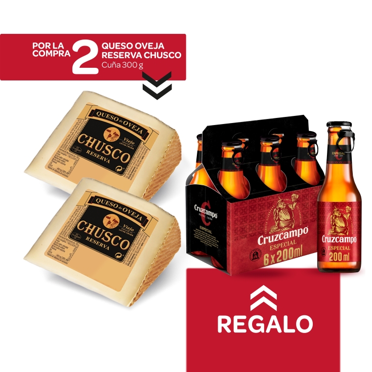 2 cuña oveja reserva, 300g + cerveza esp pk-6