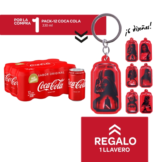 refresco cola 330ml, pk-12 + llavero gratis