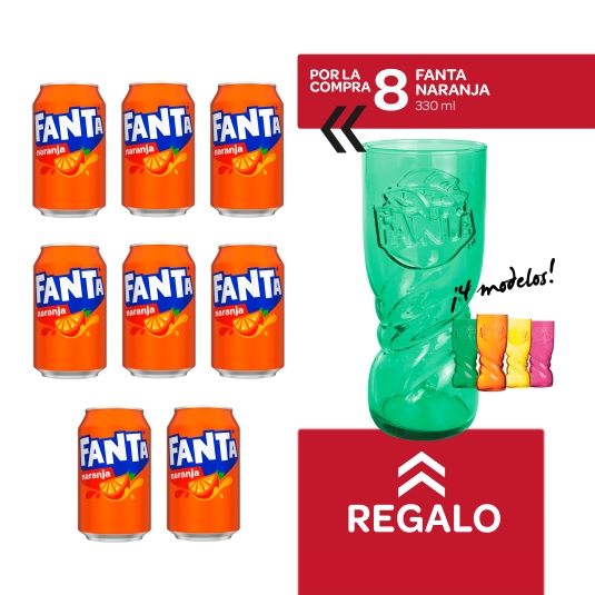 8 naranja 330ml + vaso colores gratis