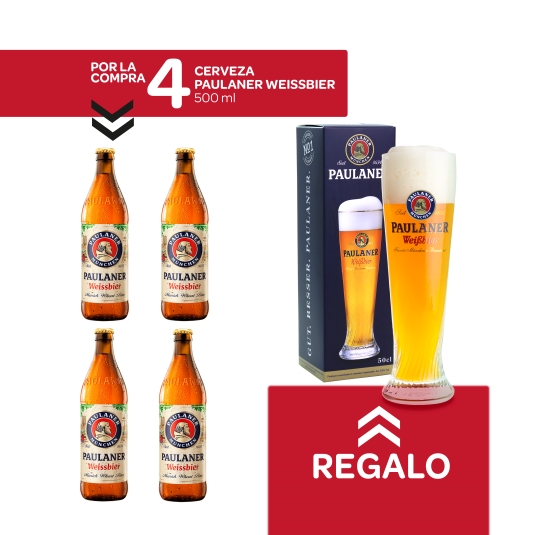 4 cerveza botellín, 500ml + vaso gratis